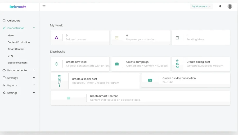 Original Rebrandt dashboard before the redesign