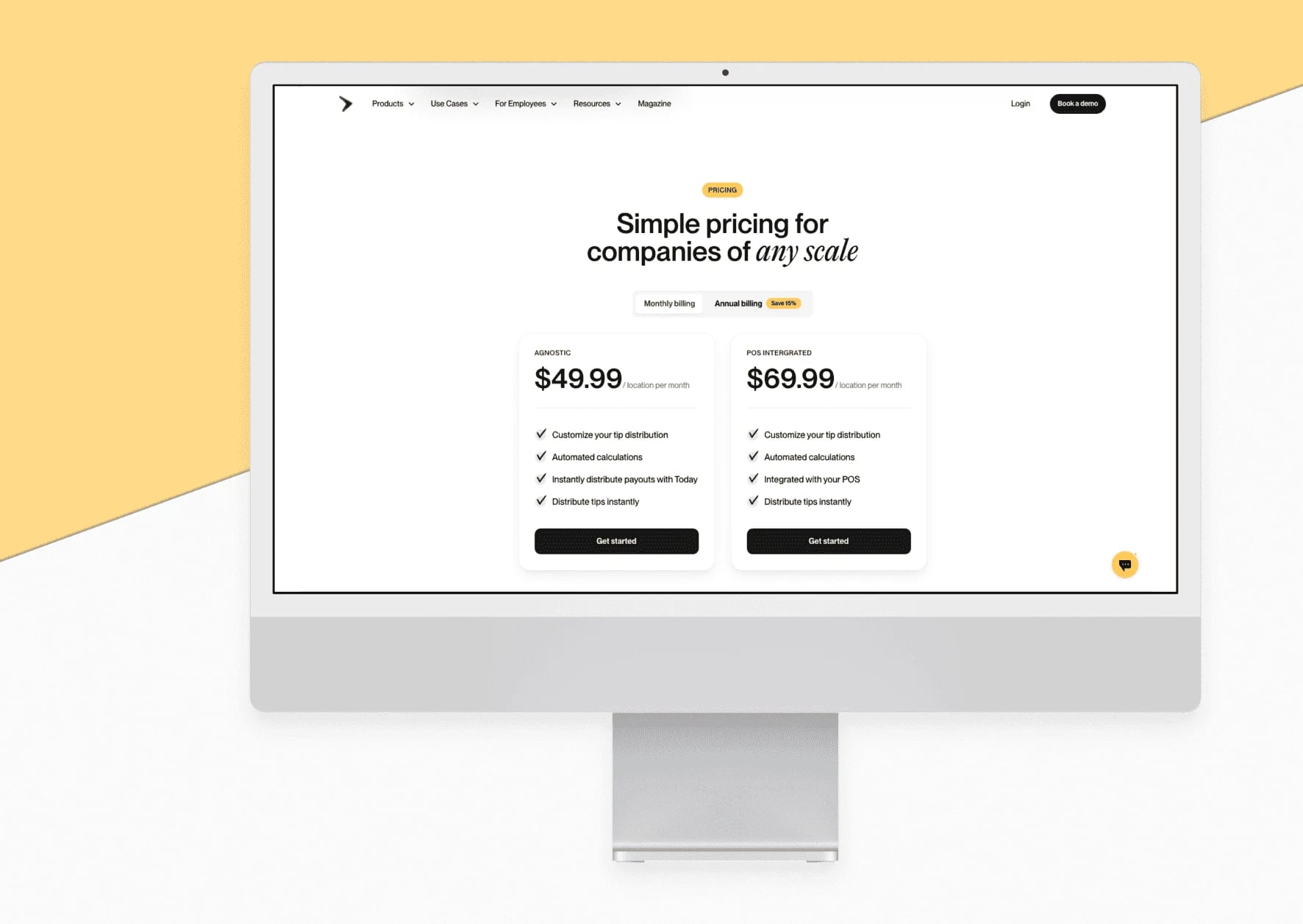 The public pricing page, where the self-serve journey begins